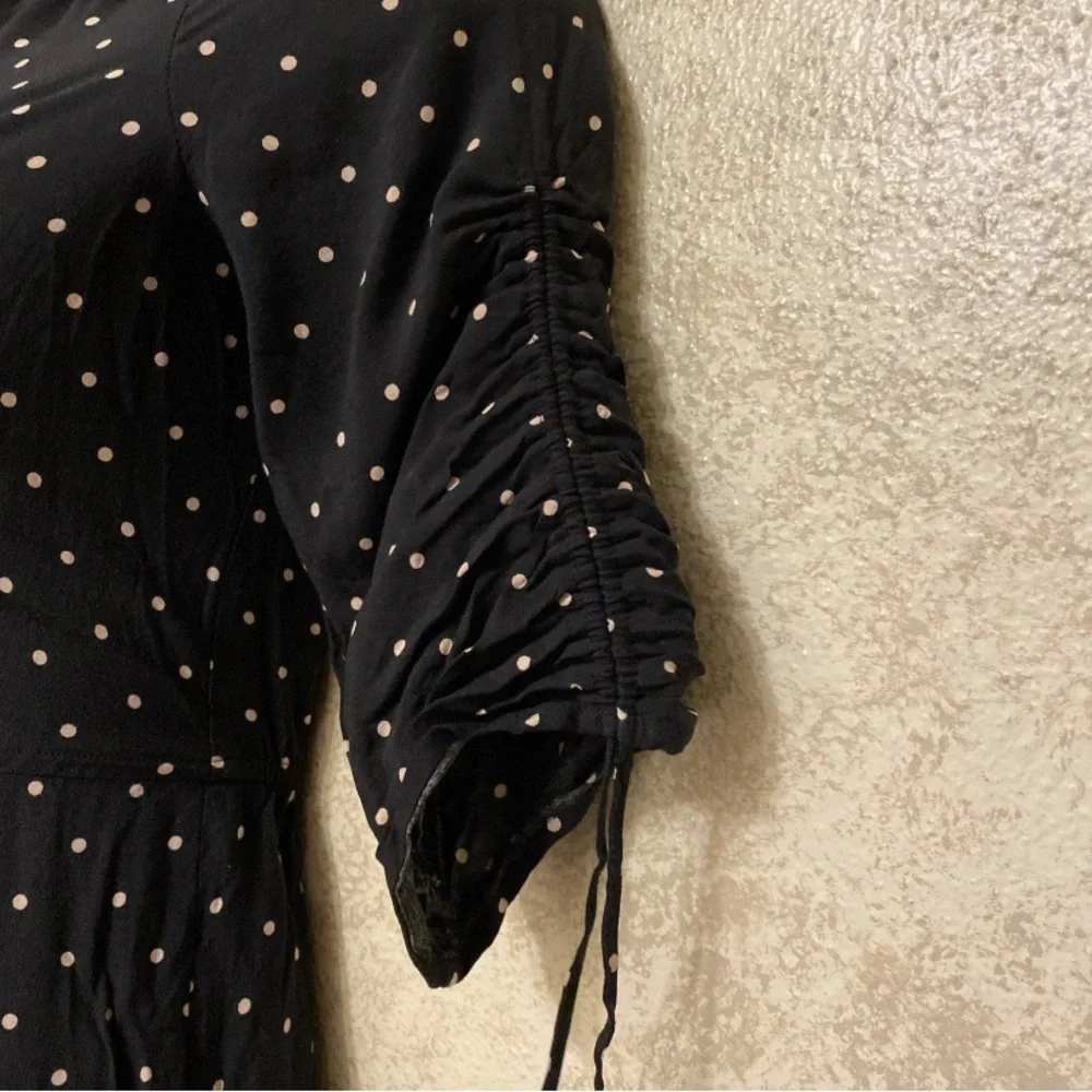 Express Black Midi Dress with Beige Polka Dots